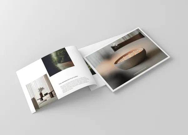 Image of a catalogue laying open showing candles in a japanese style