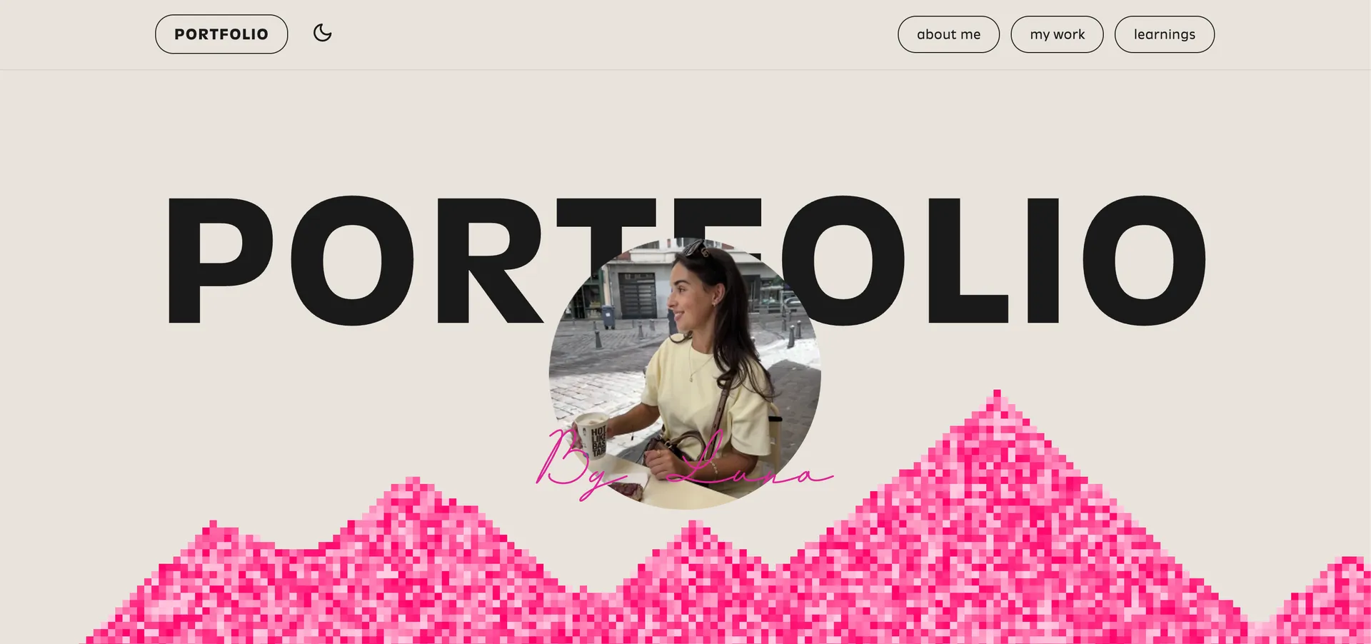 Screenshot of the portfolio homepage showing the p5.js header